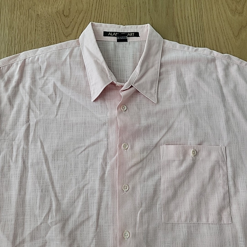 Alan Stuart Men's Vintage Polo Shirt Size 2XL Pink Button Down Short Sleeve - Picture 2 of 11